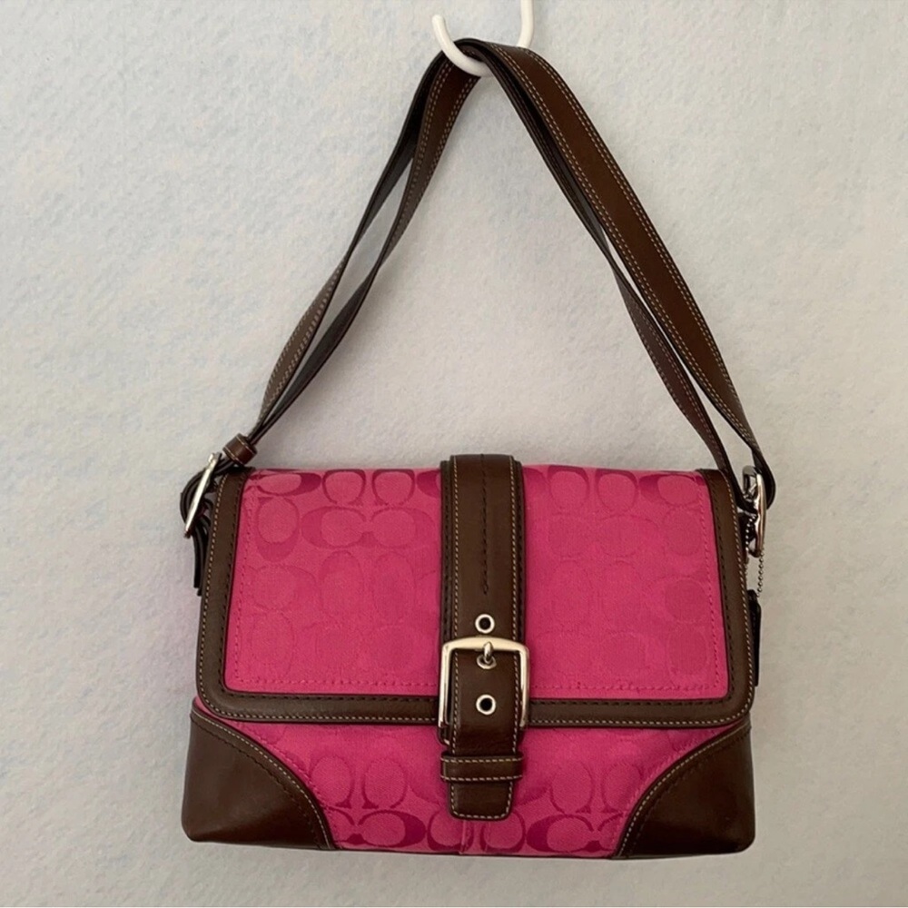 Coach Fuchsia and Chocolate Shoulder Bag